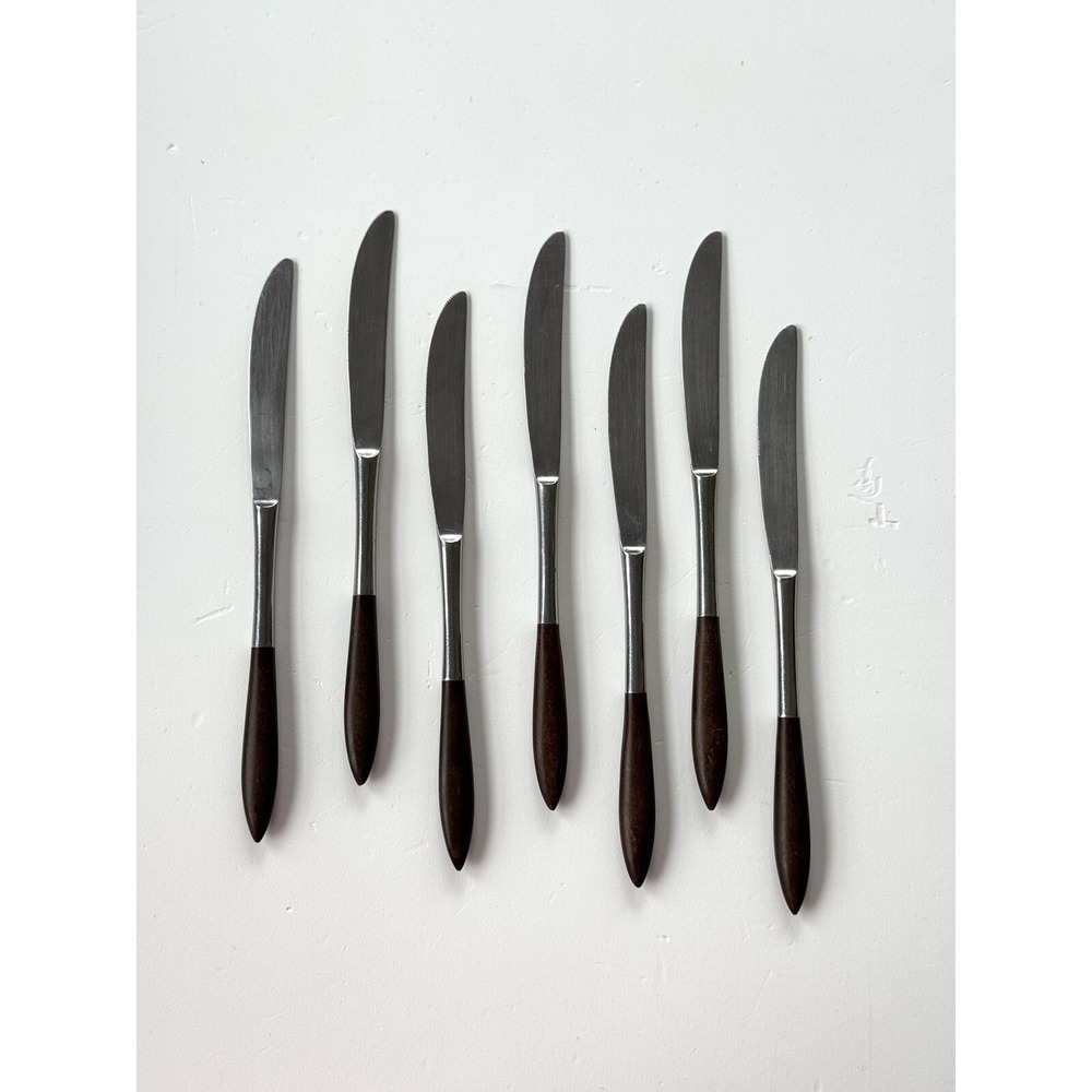 Ekco Eterna Canoe 7 Knives MCM Japan Forged Stainless And Wood Handle Knife